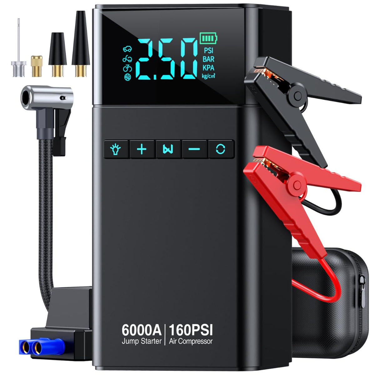 CZKBG 10-in-1 jump starter front view showing compact roadside helper