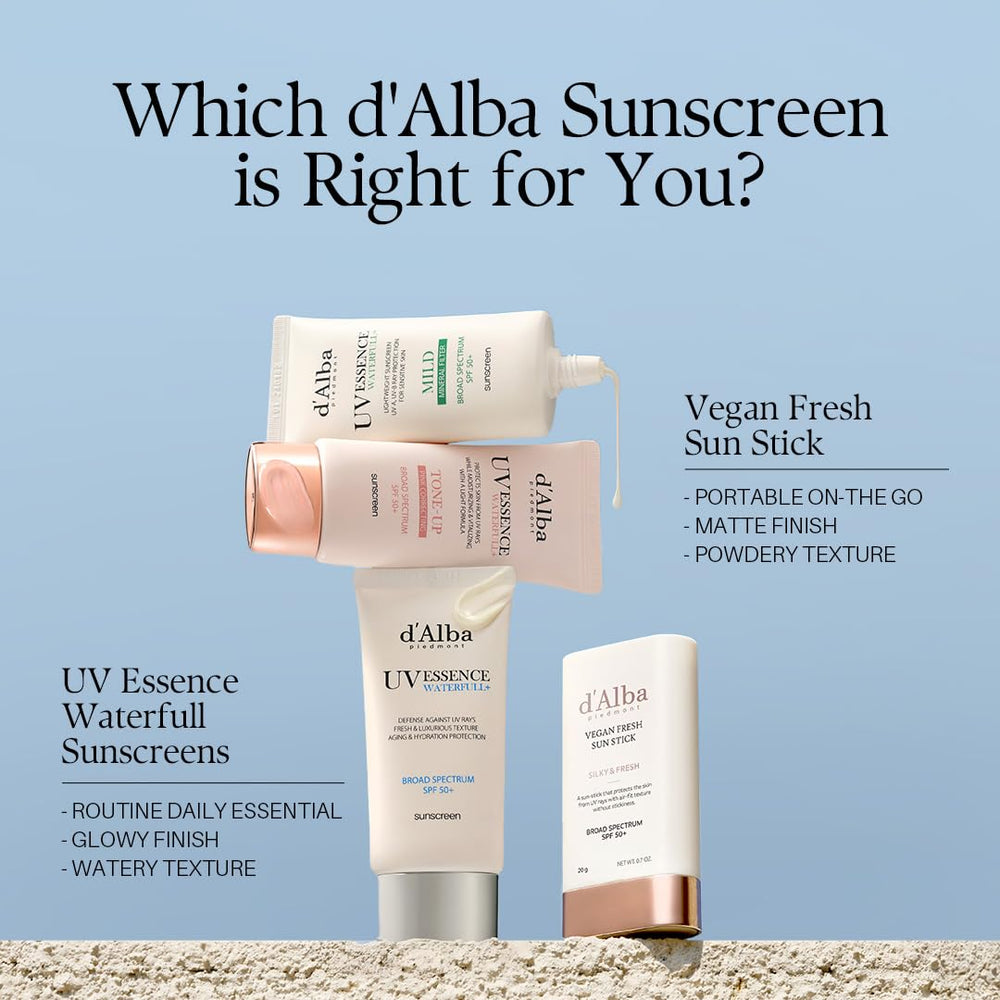 d'alba Piedmont Air Fit Fresh Sun Stick broad spectrum SPF 50+ for daily use.