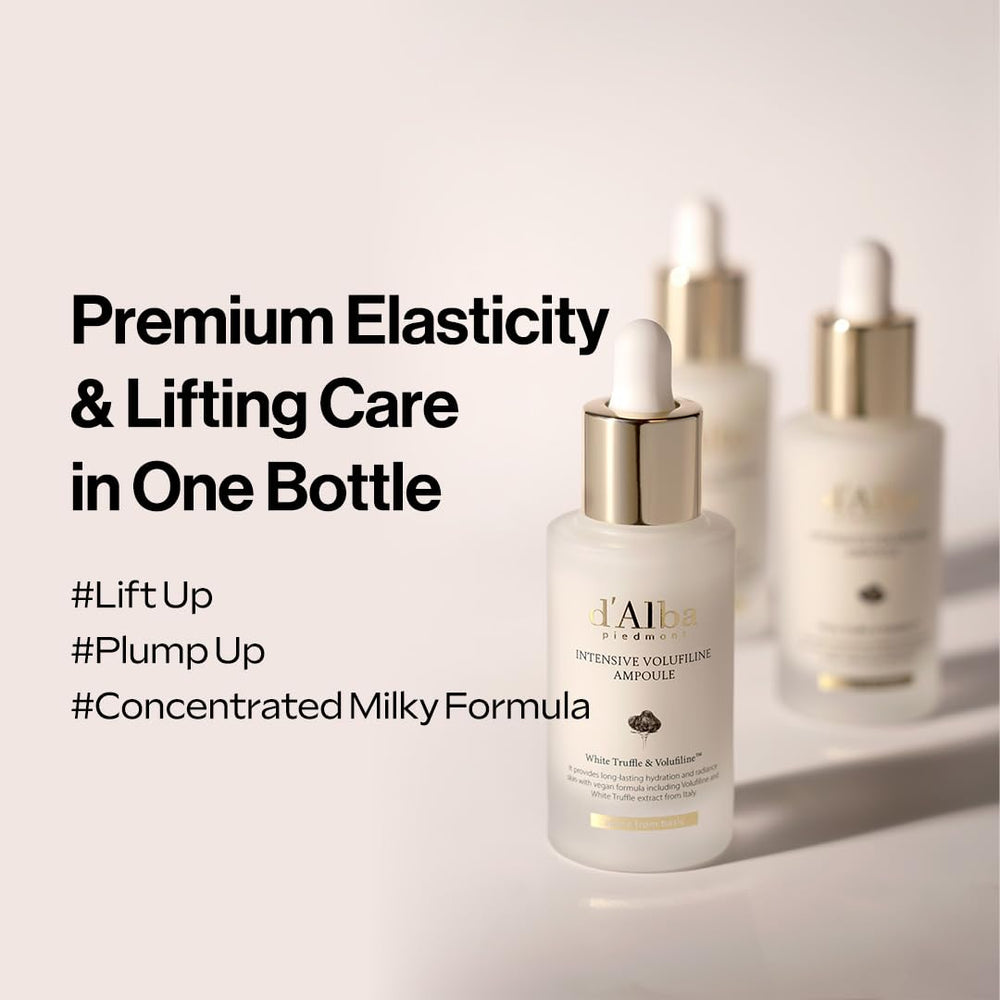 d'alba Piedmont milky serum texture close-up highlights smooth application.