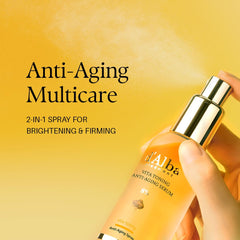 d-alba Piedmont Vita Toning Spray applied to the face during routine for a refreshed look.
