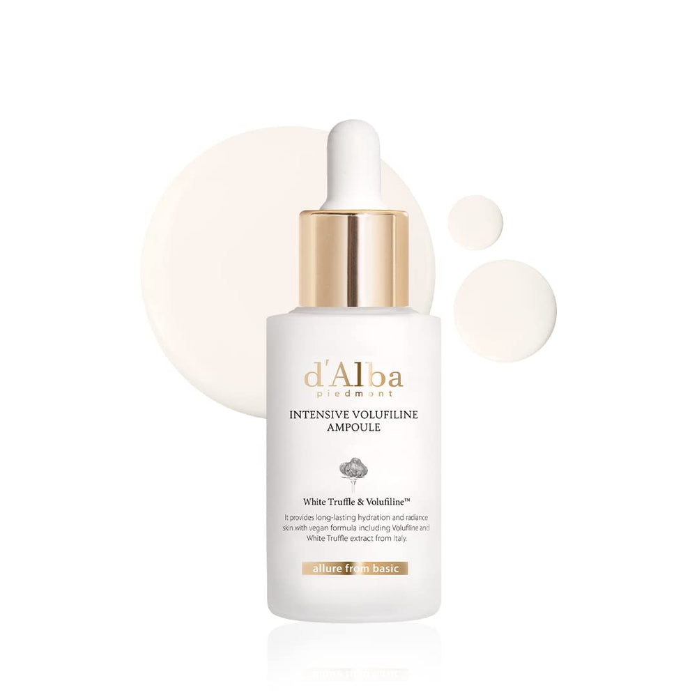 d'alba Piedmont White Truffle Ampoule bottle for deep hydration and skin elasticity.