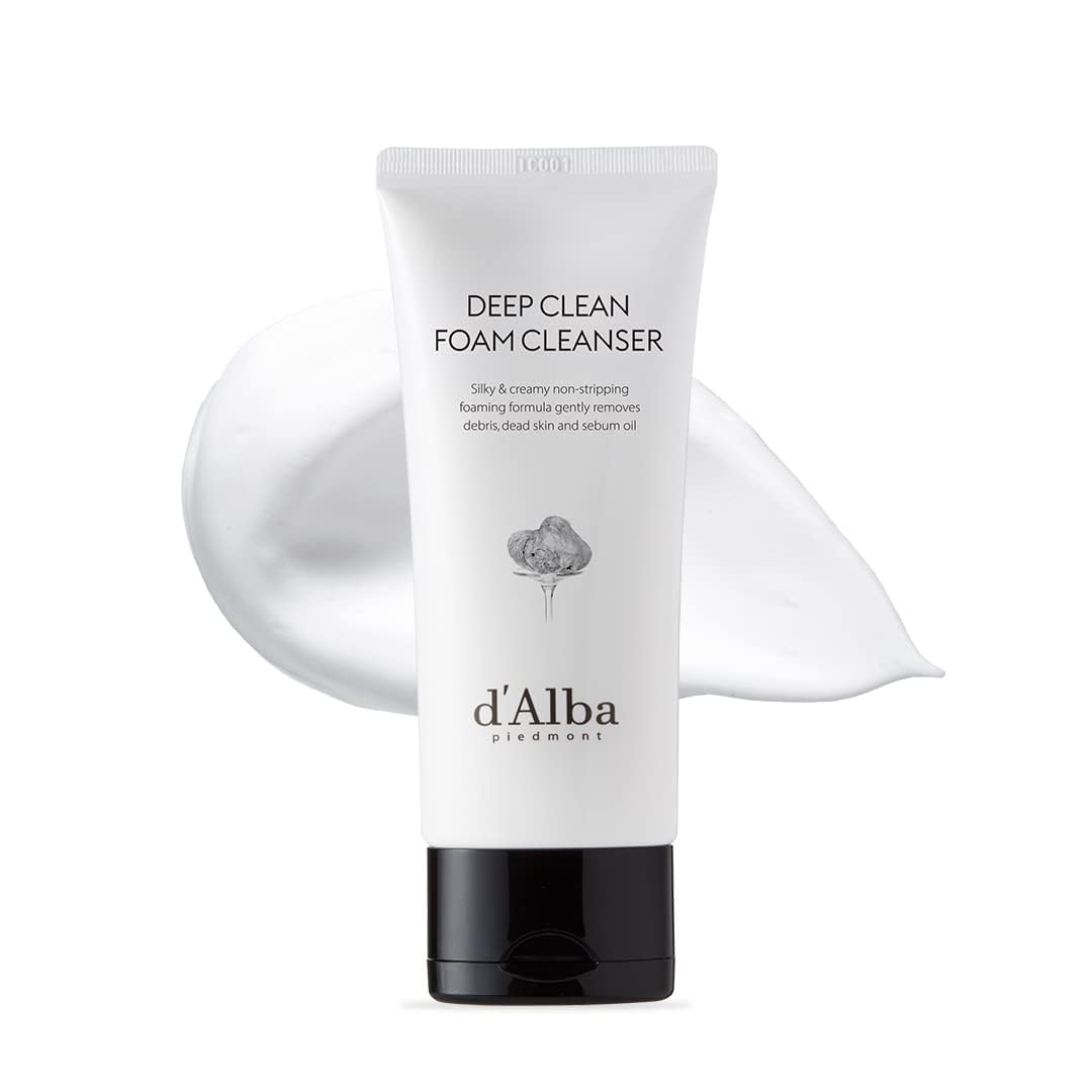 d'alba Piedmont White Truffle Deep Foam Cleanser bottle for vegan skincare benefits