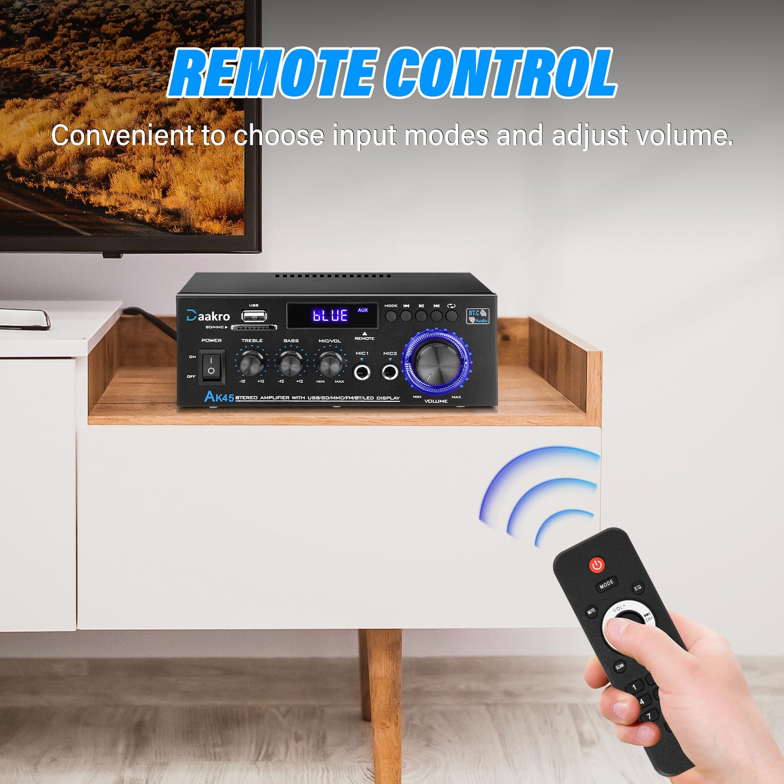 Daakro AK45 USB/SD inputs connect media from USB drives