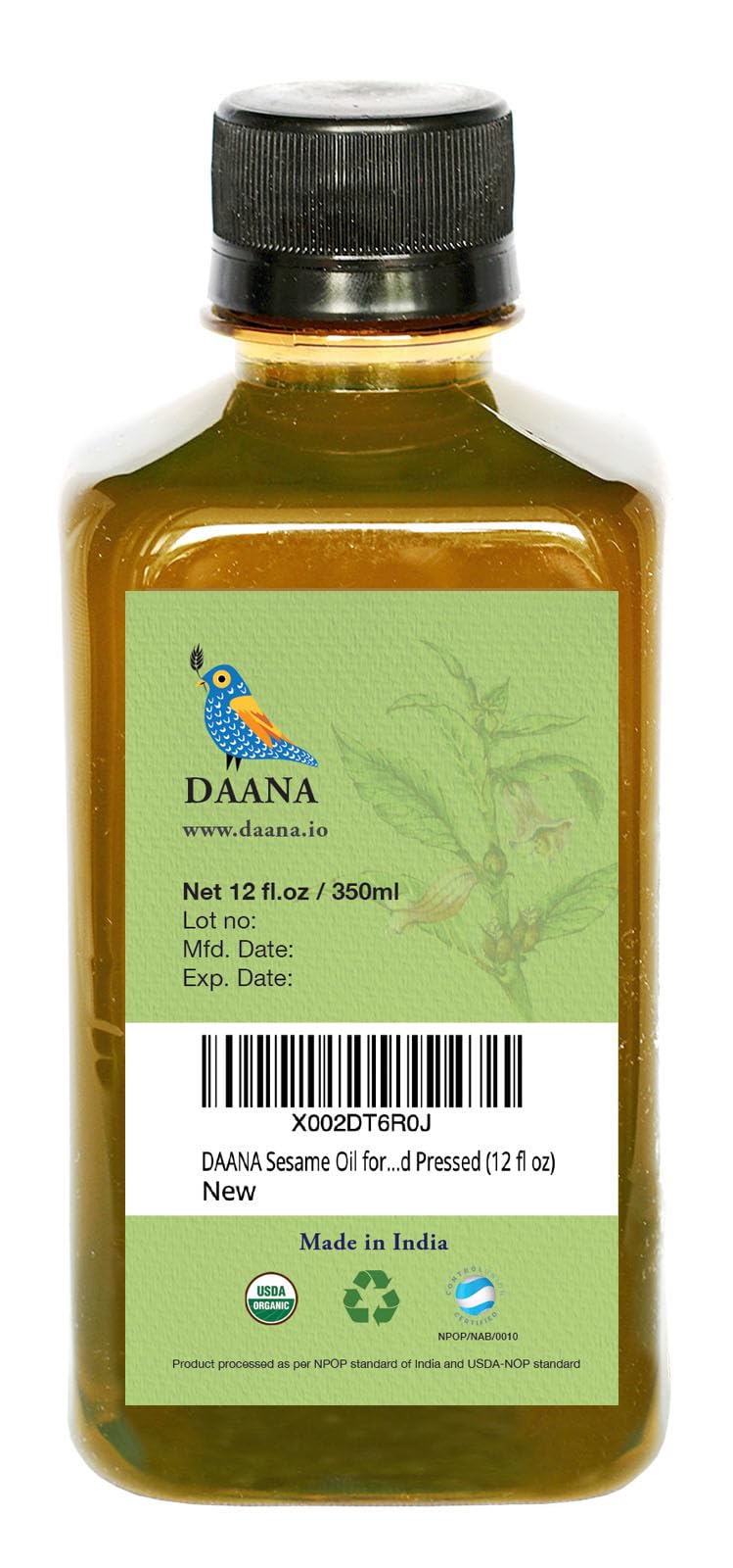 DAANA sesame oil on skin delivers rich moisture and a smooth, radiant feel.