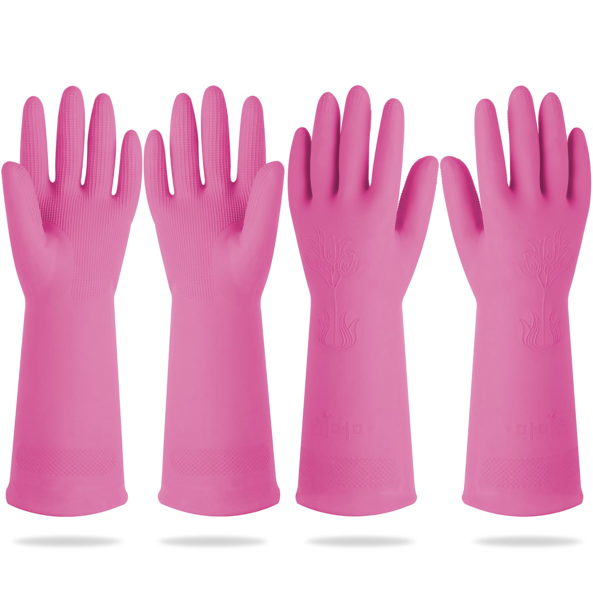 DABOGOSA Mamison pink gloves front view for comfortable dishwashing and splash protection.
