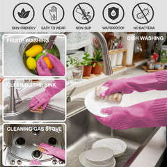 DABOGOSA Mamison pink gloves soft rubber skin-friendly for extended cleaning.