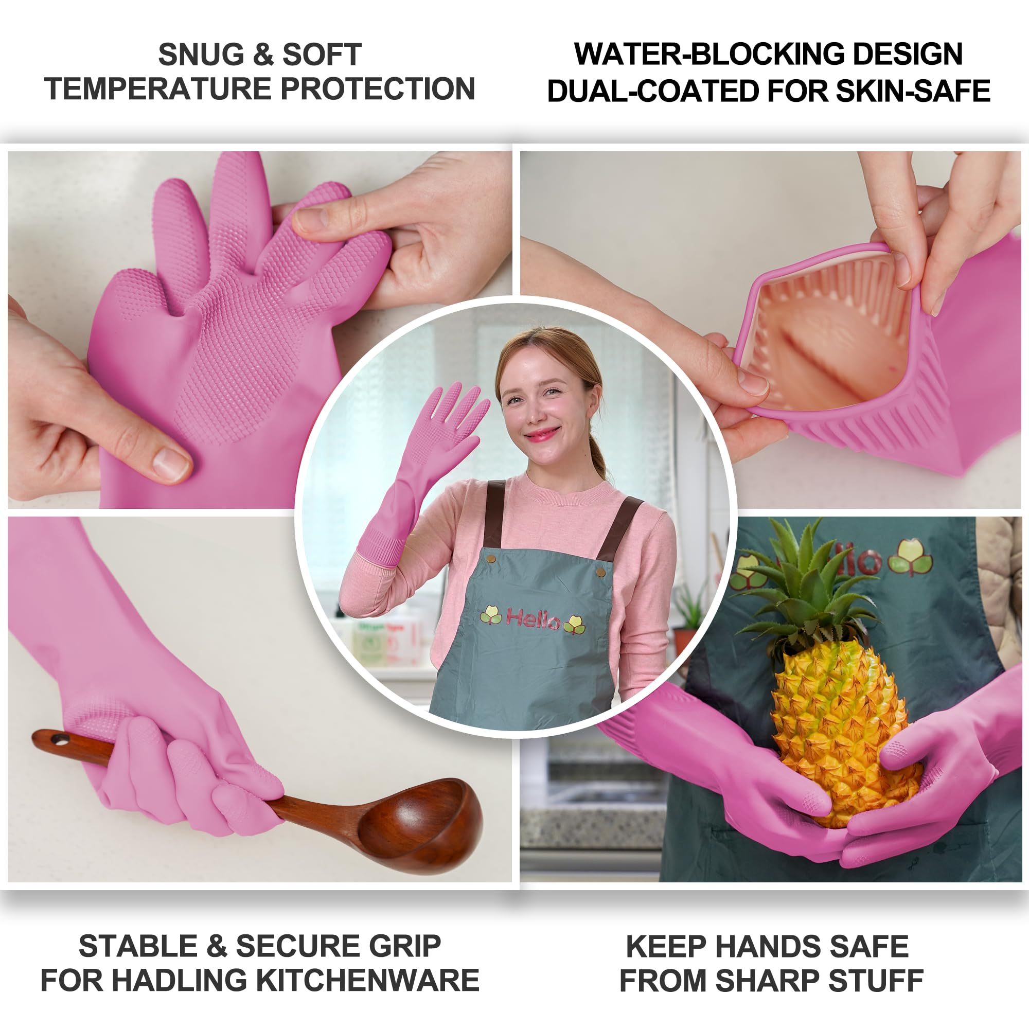 DABOGOSA Mamison pink gloves waterproof cuff to keep hands dry.