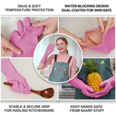 DABOGOSA Mamison pink gloves waterproof cuff to keep hands dry.