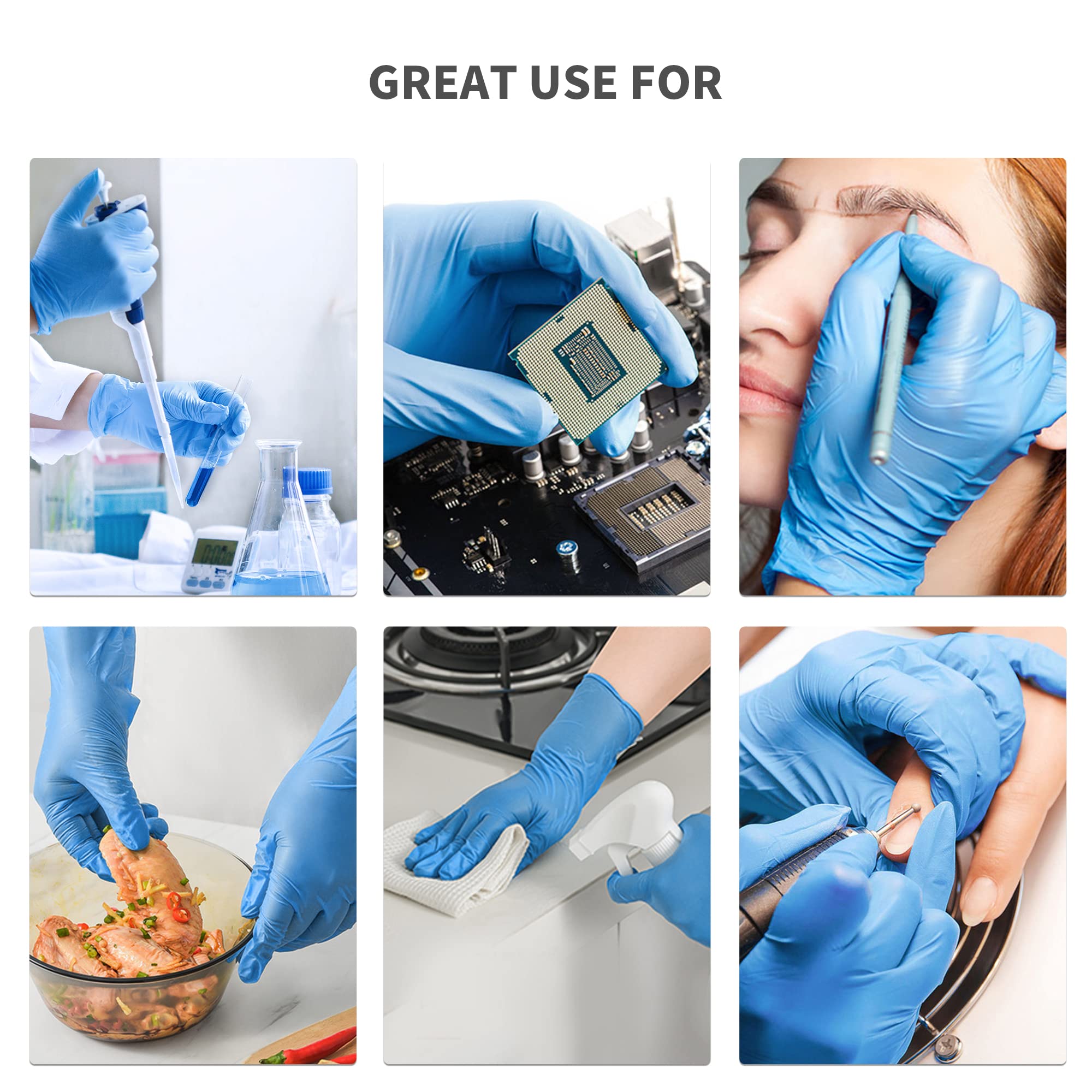 Daddy's Choice blue nitrile gloves worn for safe food prep and hygiene.