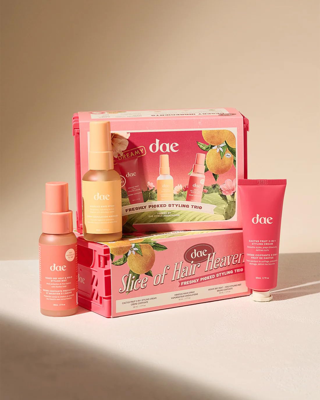 Dae Hair 3-In-1 Styling Cream bottle closeup for smooth, polished results.