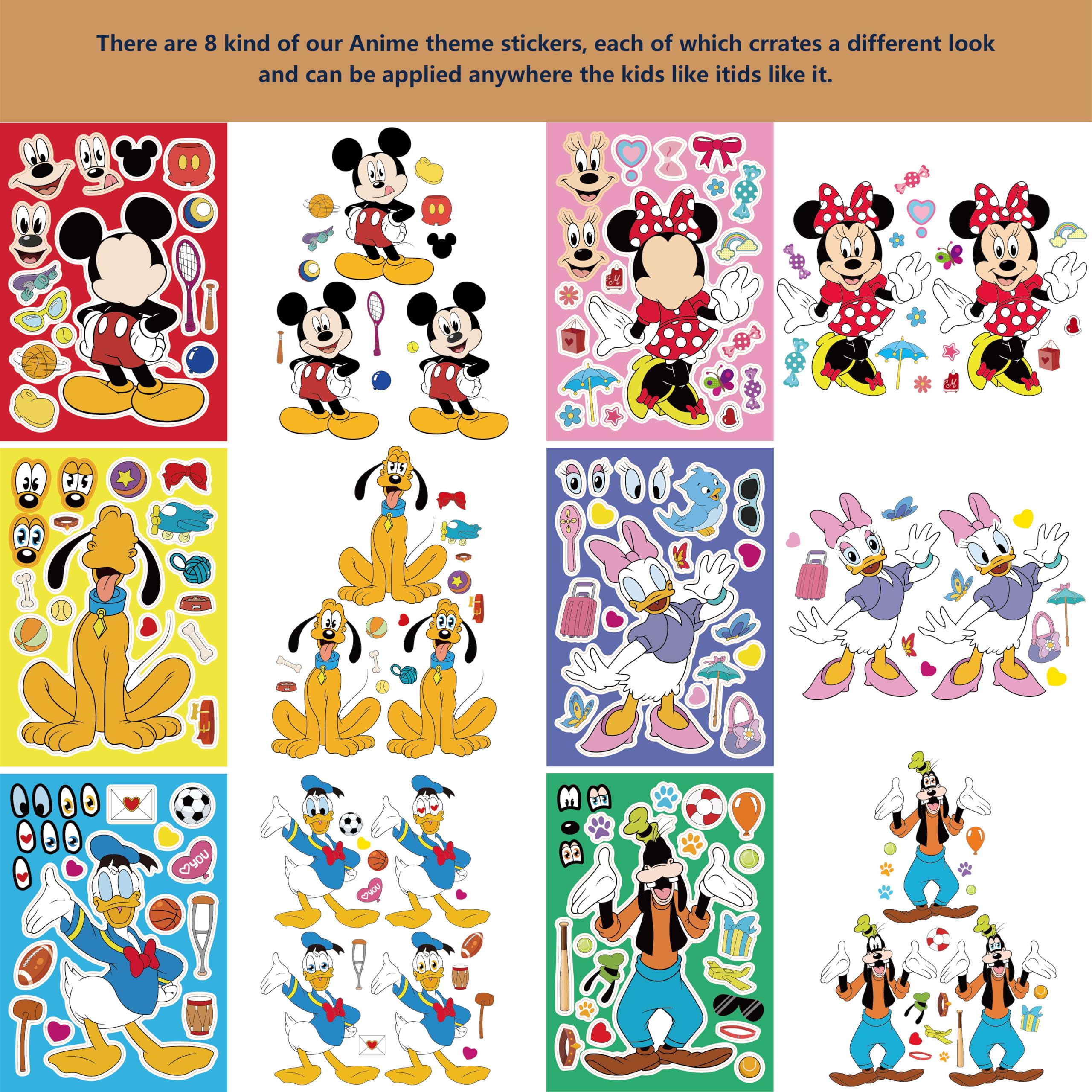 Daesichi make-a-face stickers sheet character 2 for kids crafts and celebrations