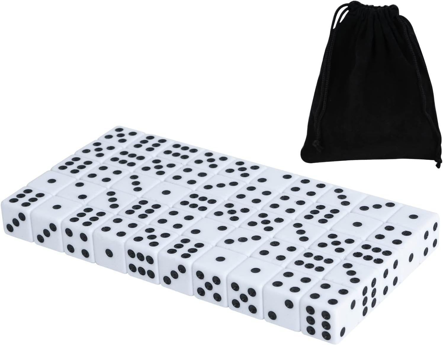 DAGONGREN 50-pack 16mm white dice for board games and classrooms.