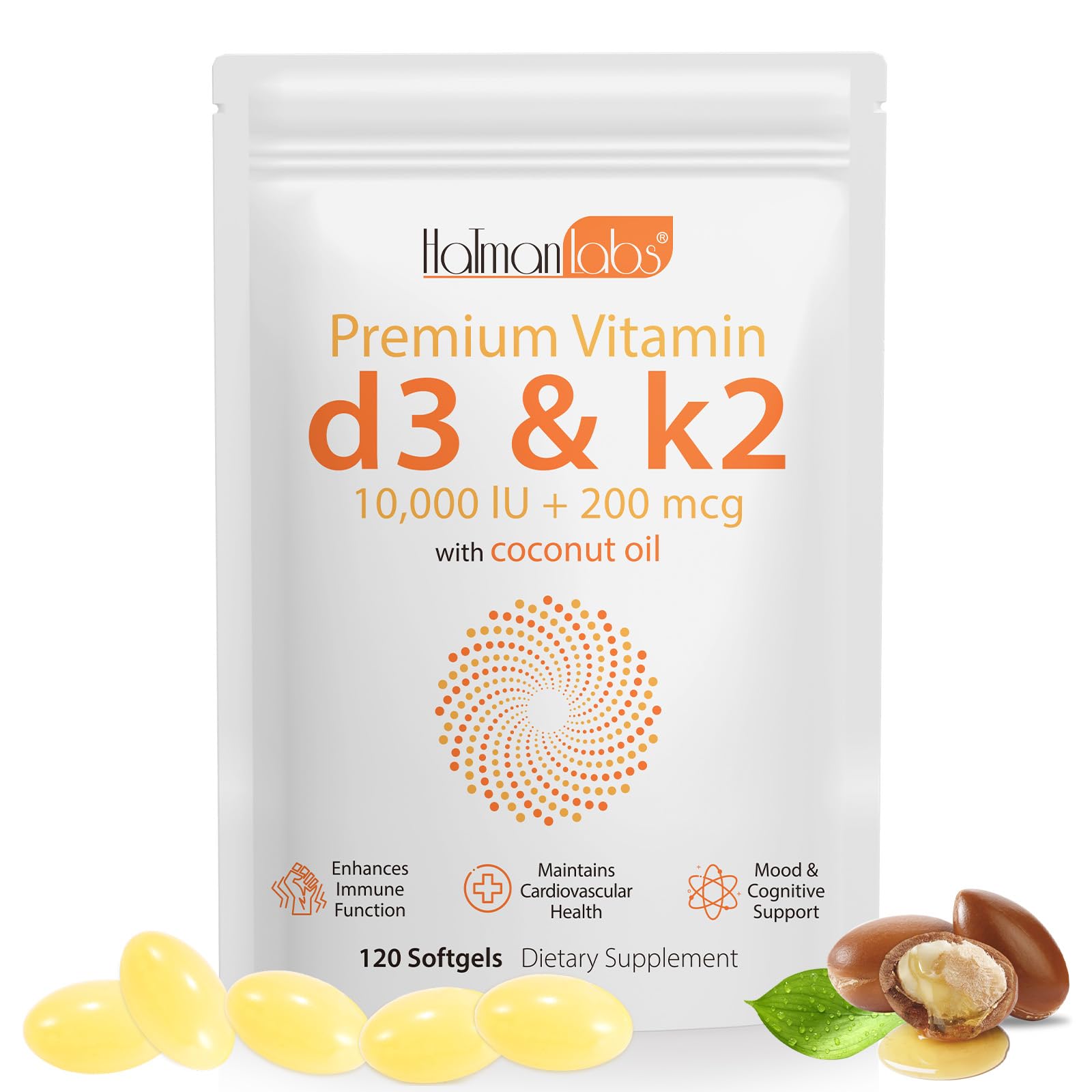 Daiasns Vitamin D3 K2 bottle close-up highlighting immune support