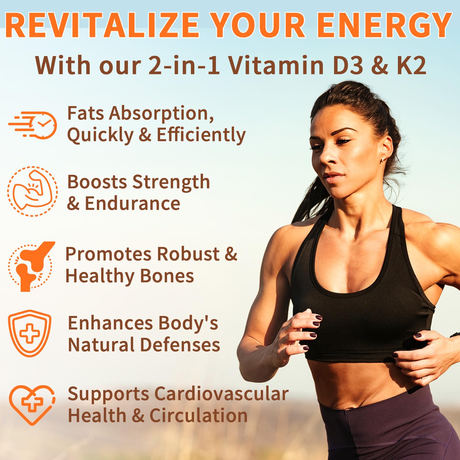 Daiasns Vitamin D3 K2 softgels with 10000 IU for bone and muscle health