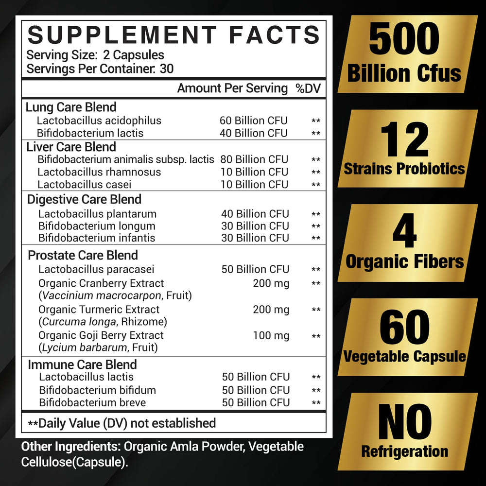 Dailanbu Probiotics Men 12 strains visual with capsules, promoting diverse gut microbiome.
