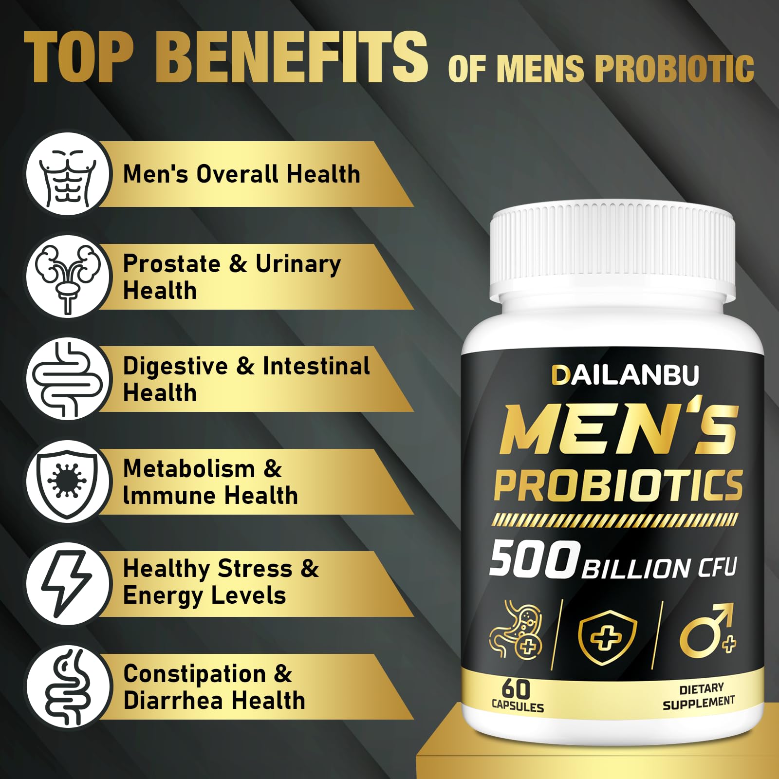 Dailanbu Probiotics shelf-stable bottle on shelf, ready for long-term use.