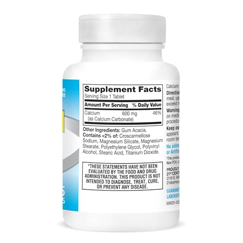Daily-use 21st Century calcium supplement in bottle for bone support