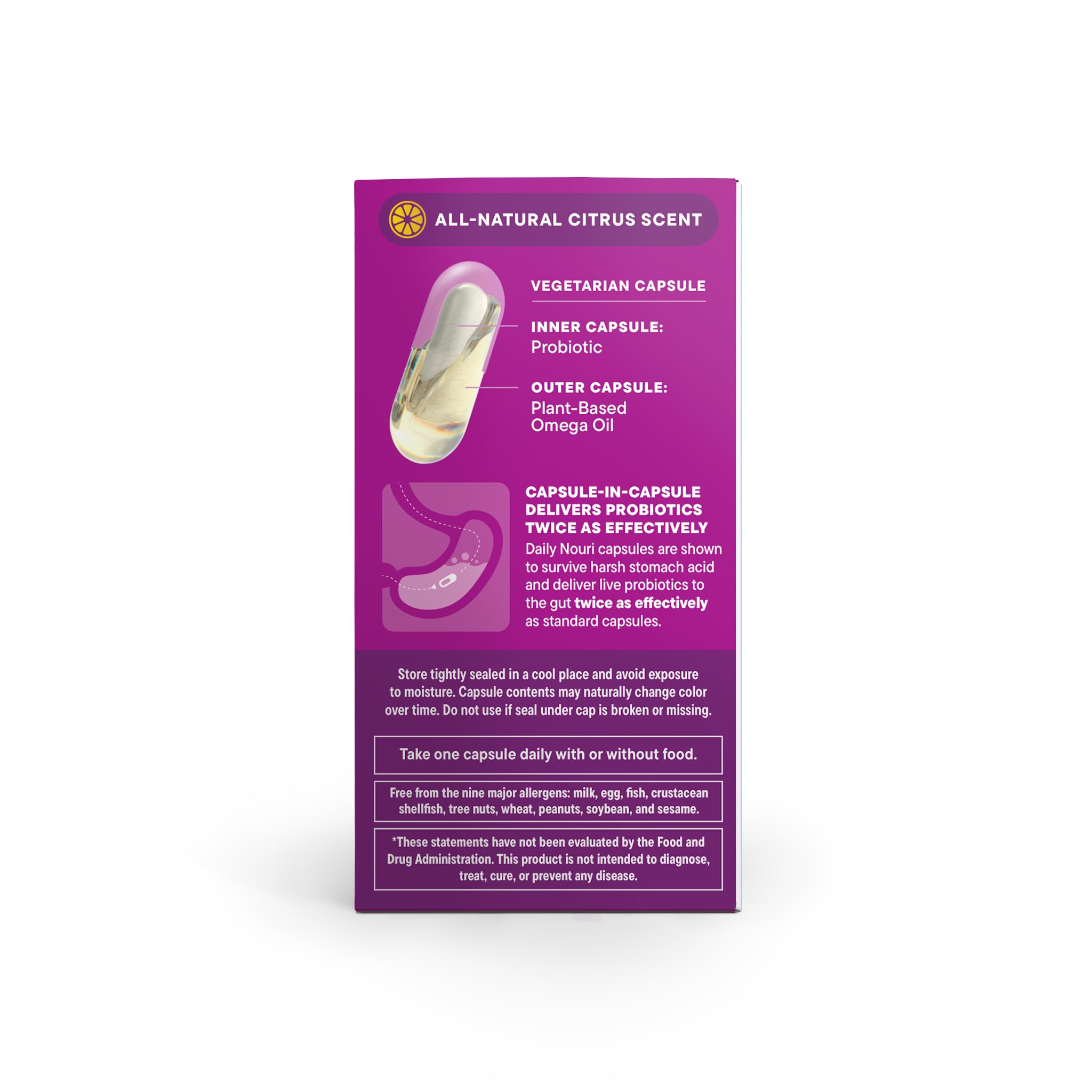 Daily Nouri gluten-free and non-GMO icons signaling clean ingredients.