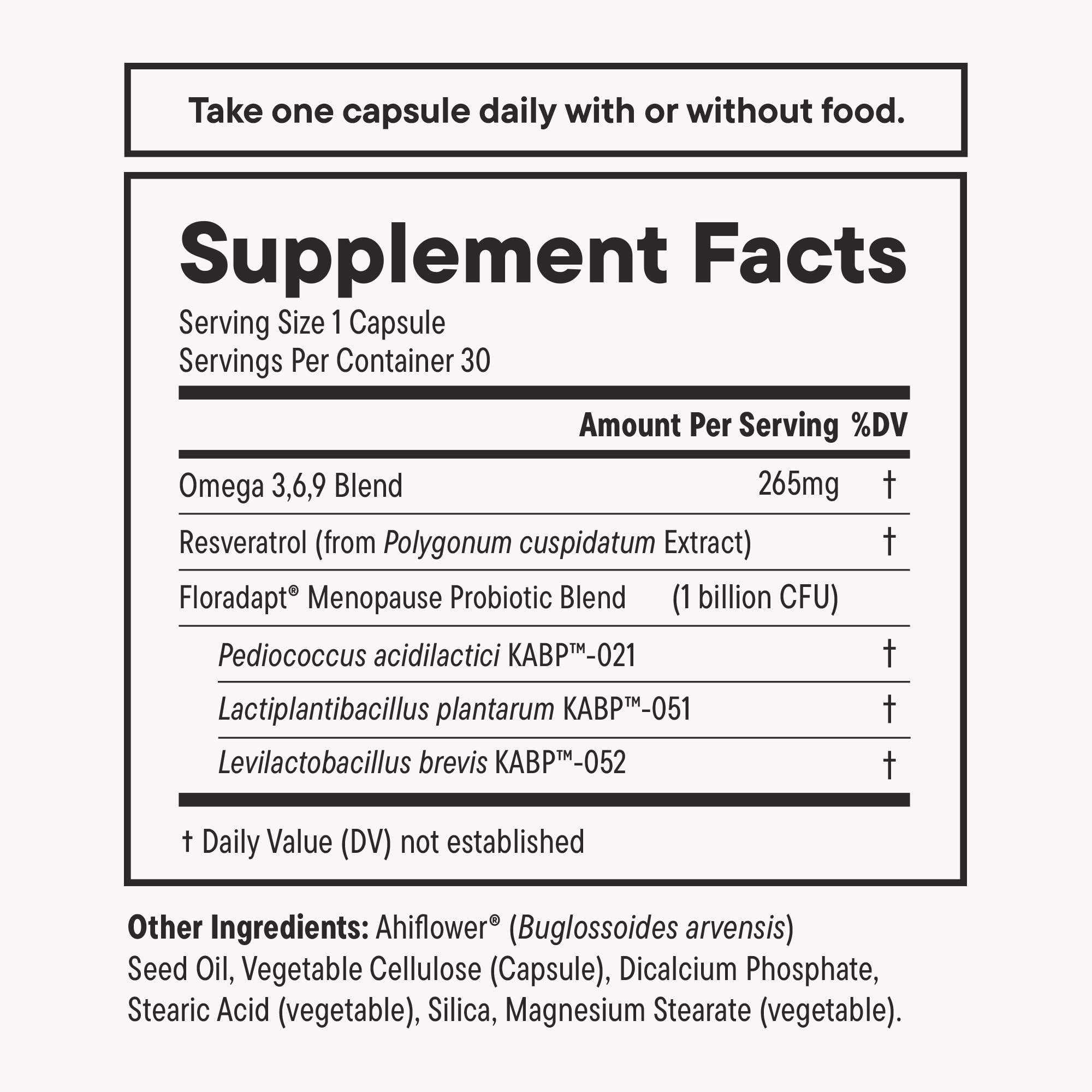 Daily Nouri 30-day supply bottle suggesting daily menopause wellness