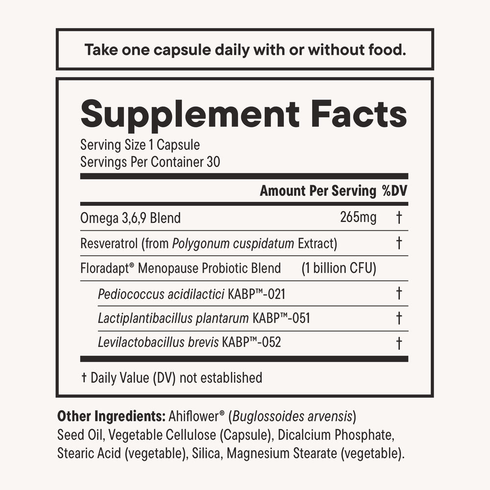 Daily Nouri 30-day supply bottle suggesting daily menopause wellness