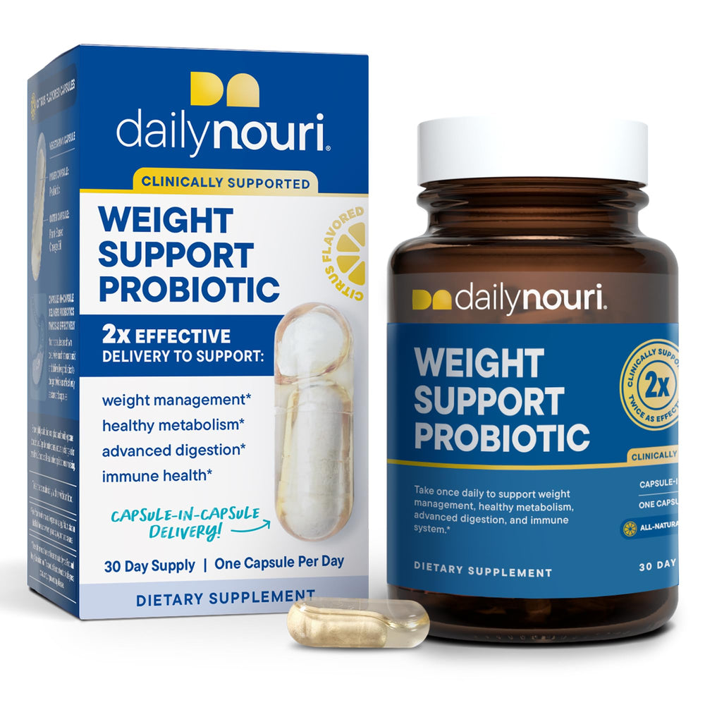Daily Nouri Weight Support Probiotics bottle with capsules for gut health support