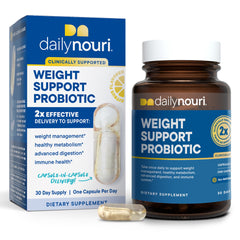 Daily Nouri Weight Support Probiotics bottle with capsules for gut health support