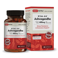 DailyNutra KSM-66 Ashwagandha bottle front view with potent extract for daily calm