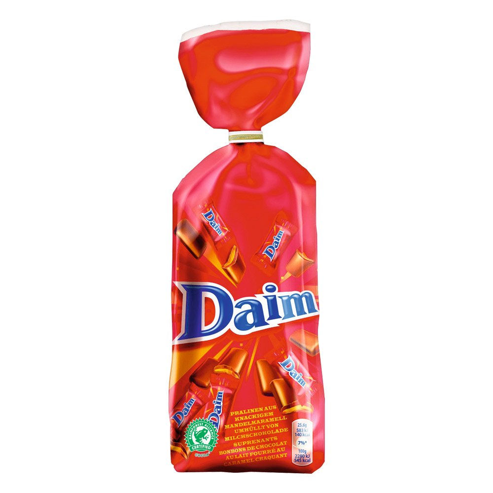 Daim chocolate bag 200g with individually wrapped pieces, ideal for sharing or gifting.