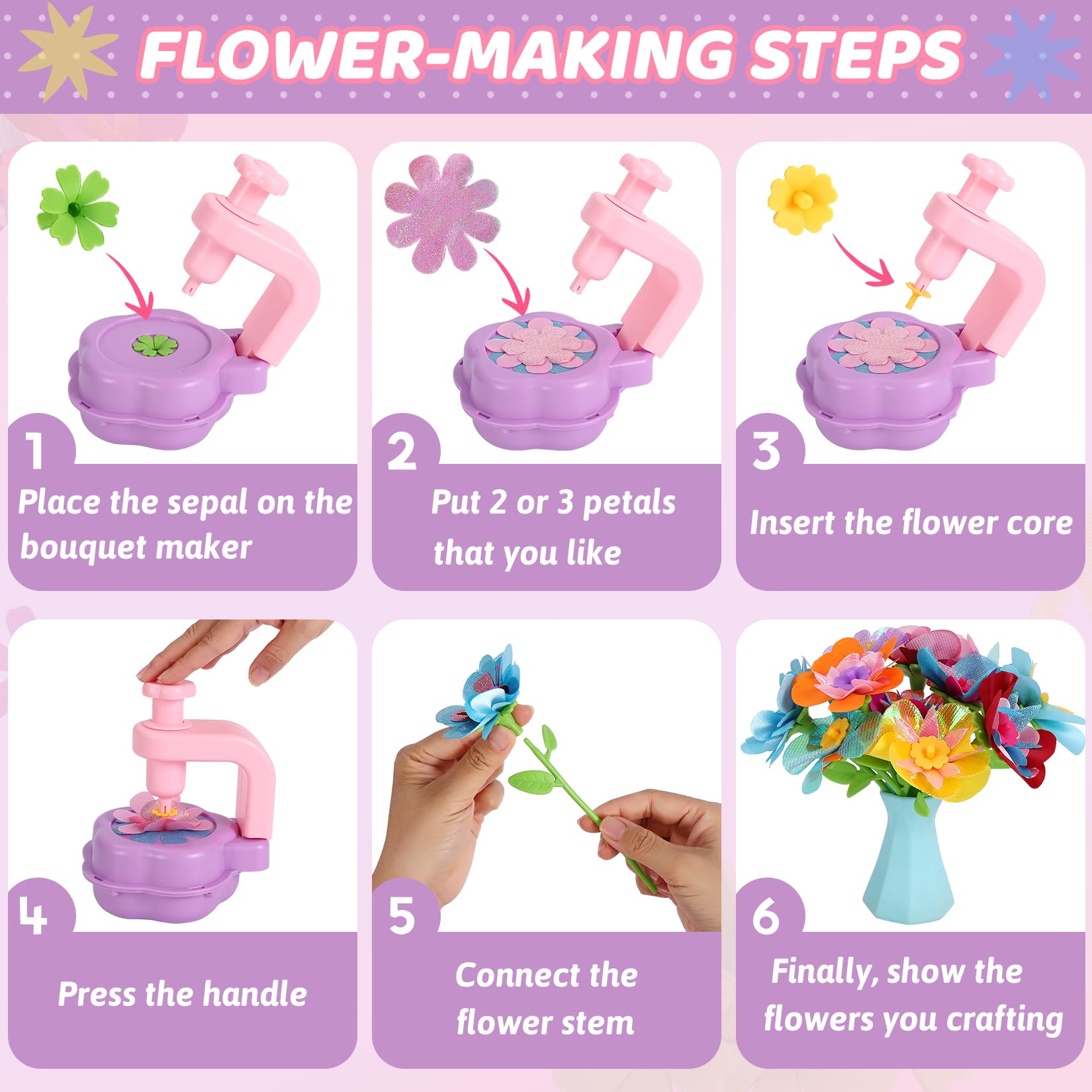 DAISRED sepal pieces complete realistic flower designs.
