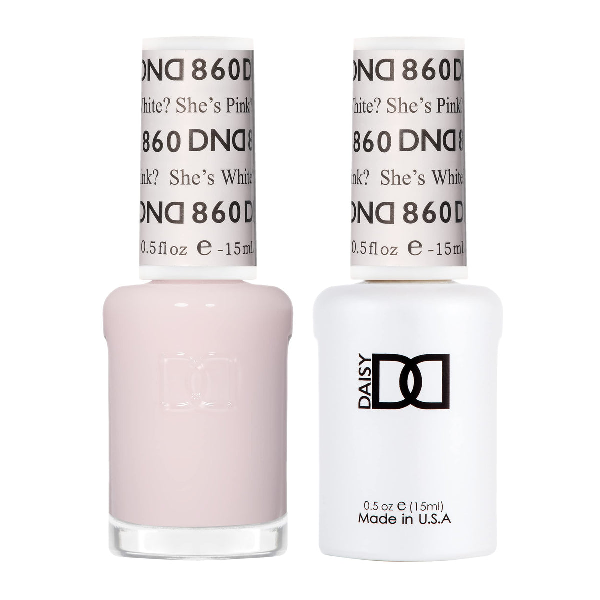 DAISY DND She’s White She’s Pink gel polish bottle shows sheer pink finish for natural nails