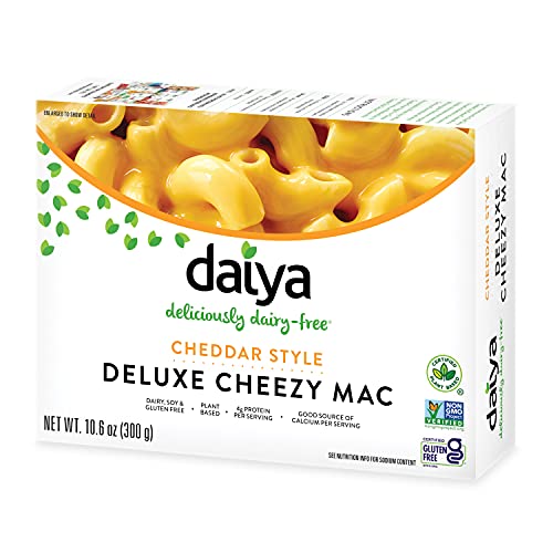 Certification icons for gluten-free, kosher, and halal on Daiya packaging.