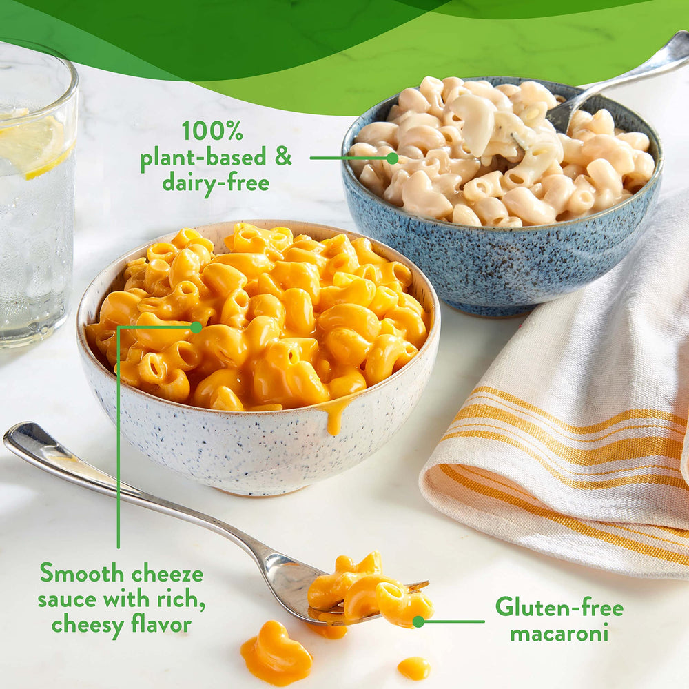 Ready-to-serve vegan mac and cheese plated for a comforting dinner.