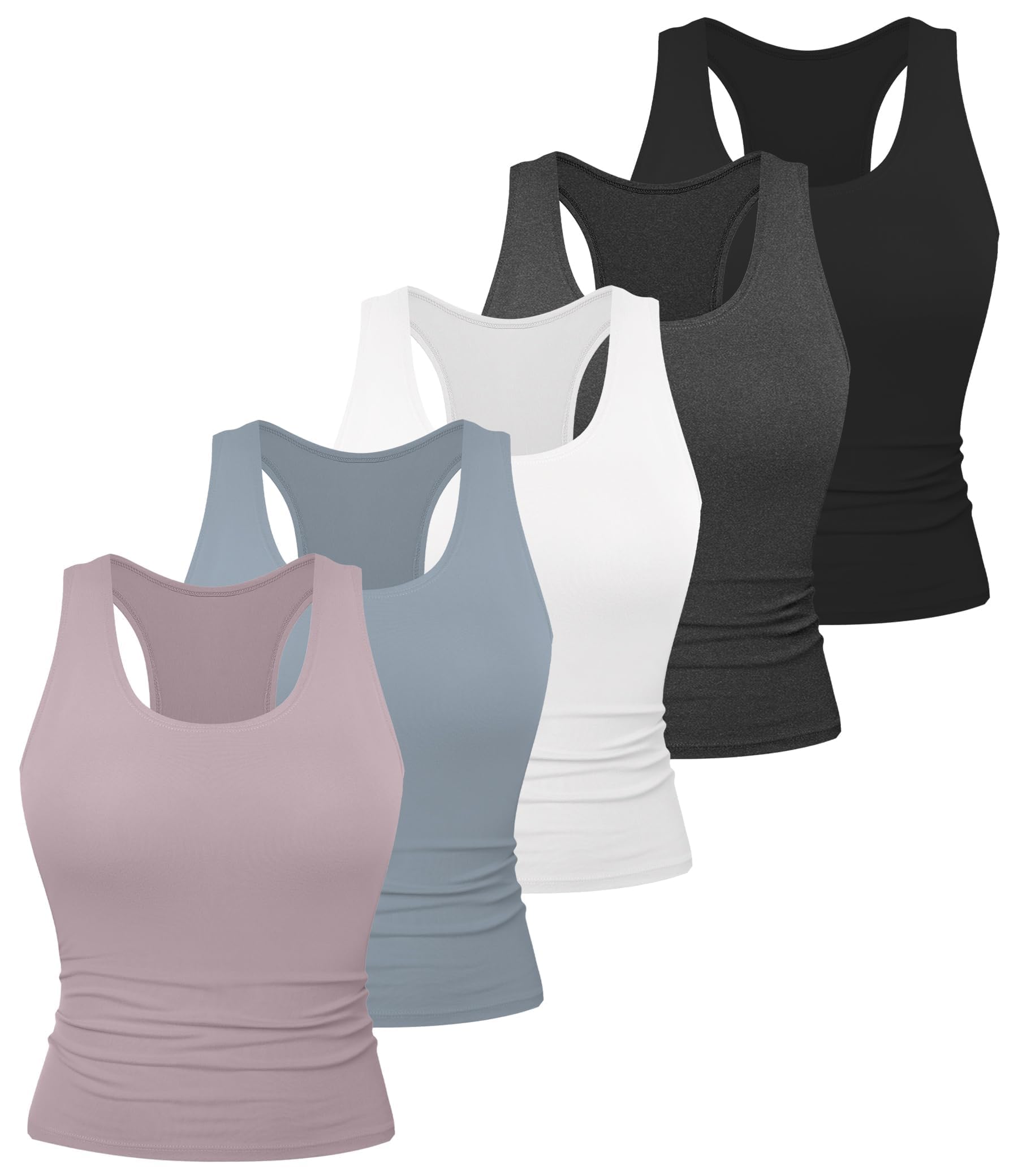 Dalavch women's racerback tank top in black front view, soft fabric for comfortable workouts.