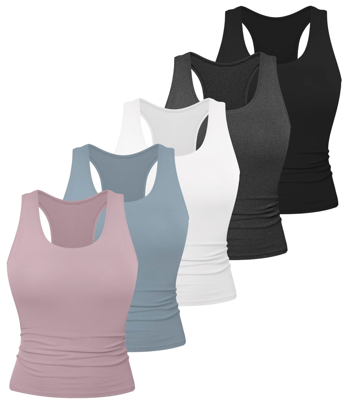 Dalavch women's racerback tank top in black front view, soft fabric for comfortable workouts.