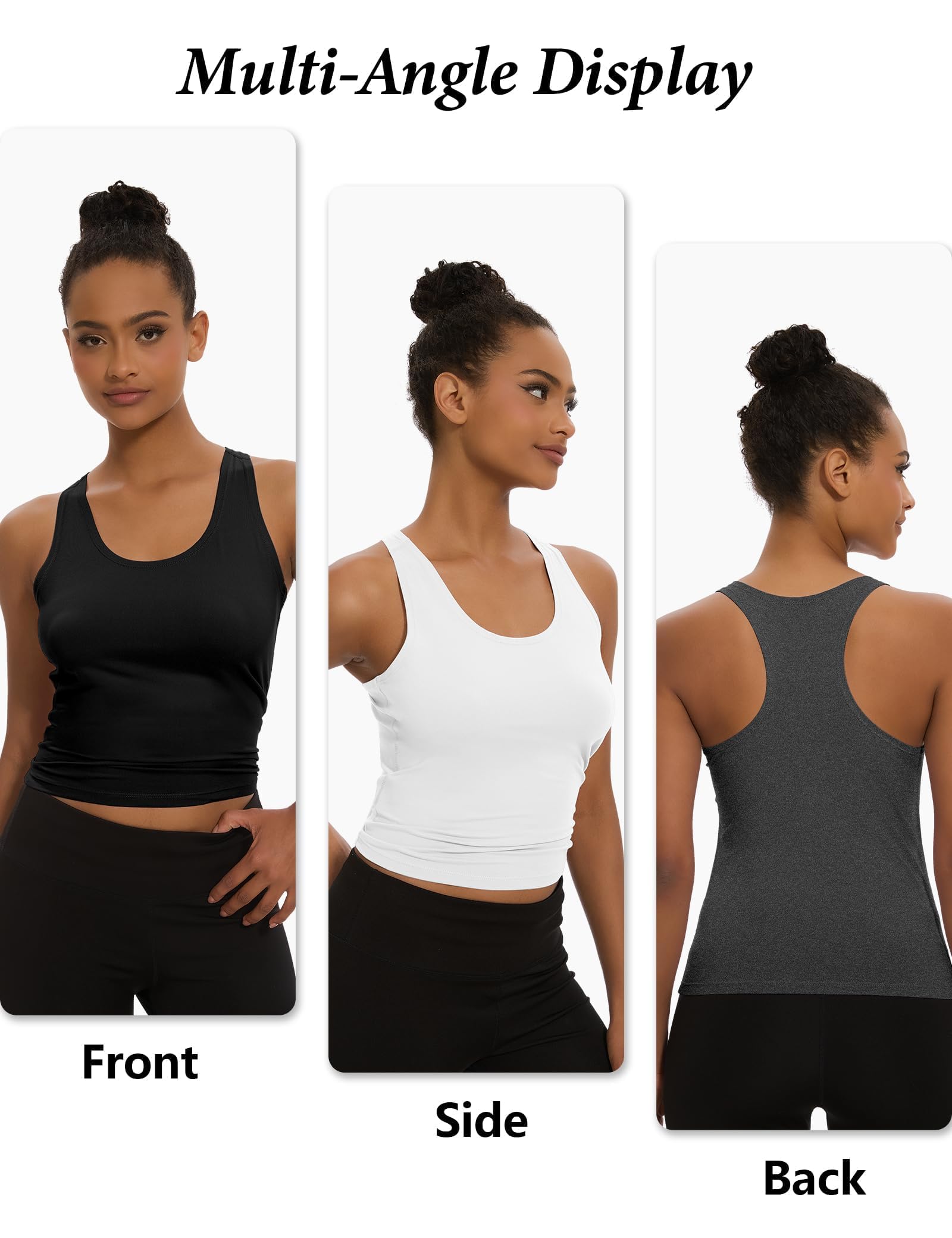 Dalavch women's racerback tank top in blue front view, versatile daily wear and workouts.