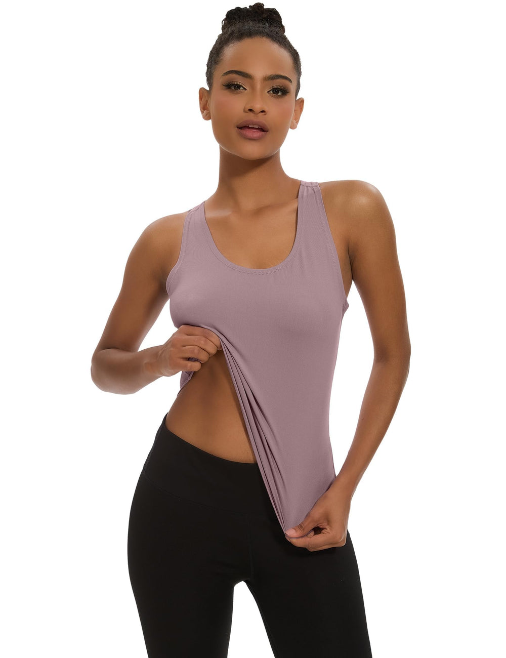 Dalavch women's racerback tank top in white front view, versatile for gym sessions.