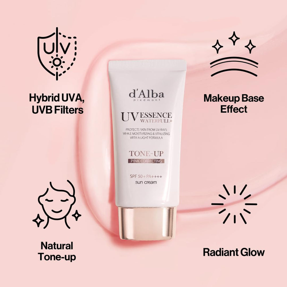 d'alba Piedmont Waterfull Tone-Up Sunscreen Serum swirl texture demonstrates light, non-greasy feel