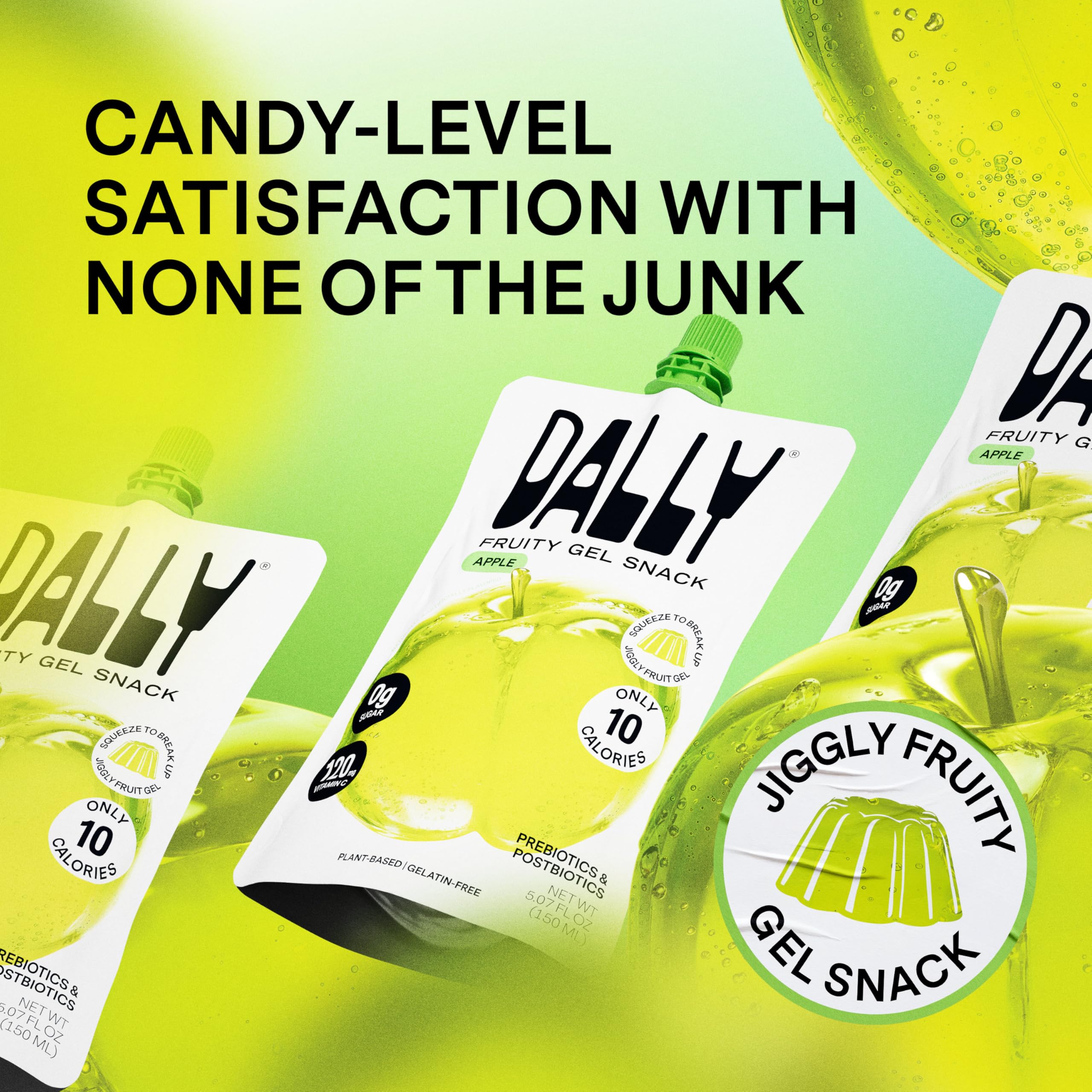 DALLY Apple konjac jelly being opened to reveal the fruity snack.