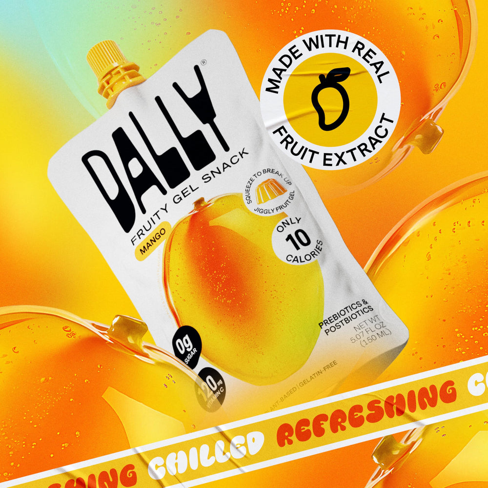 DALLY Mango flavor image highlighting real fruit extract for authentic taste.
