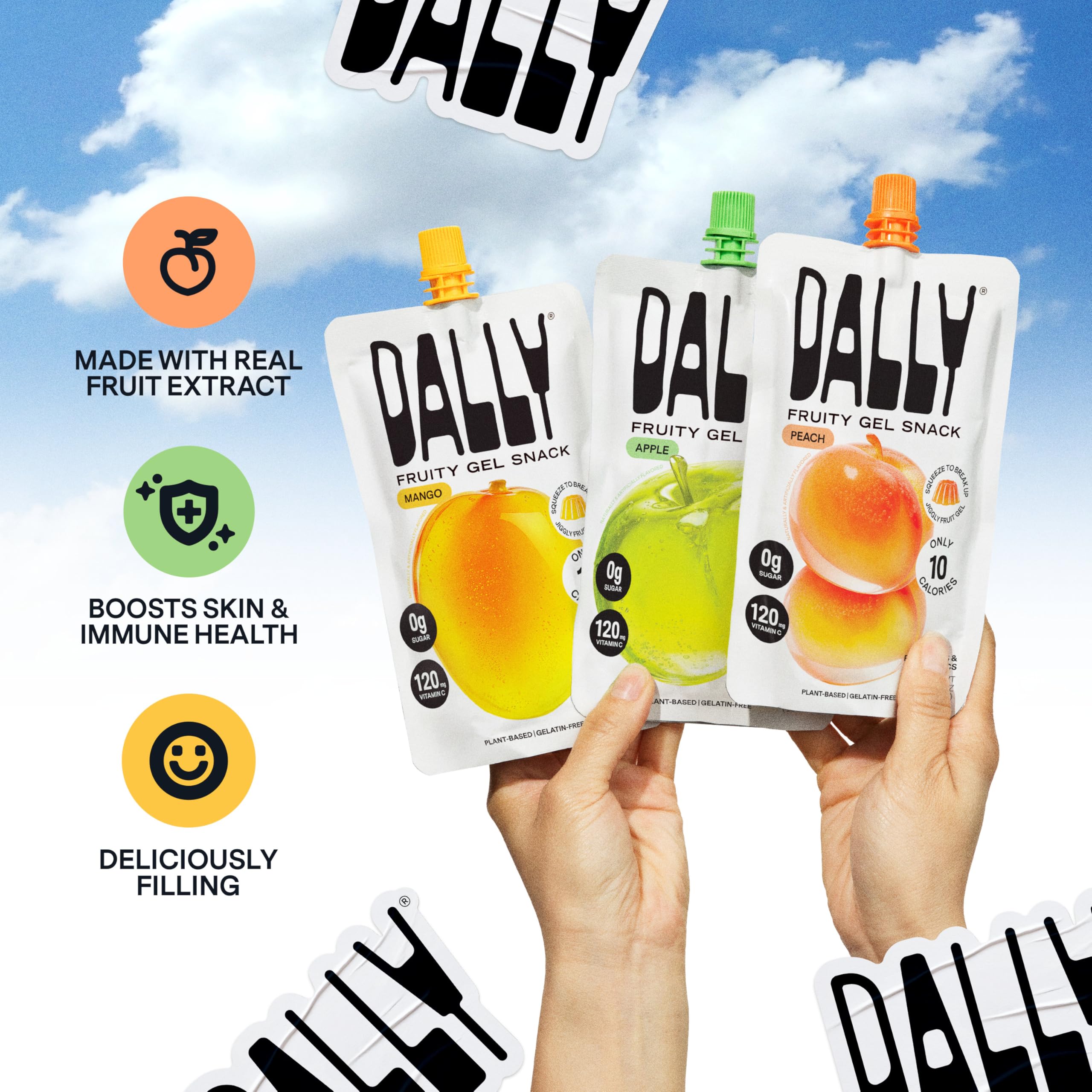 DALLY on-the-go snack pack opened inside a bag