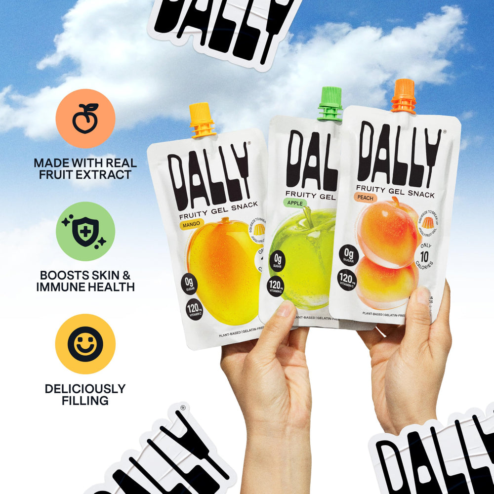 DALLY on-the-go snack pack opened inside a bag
