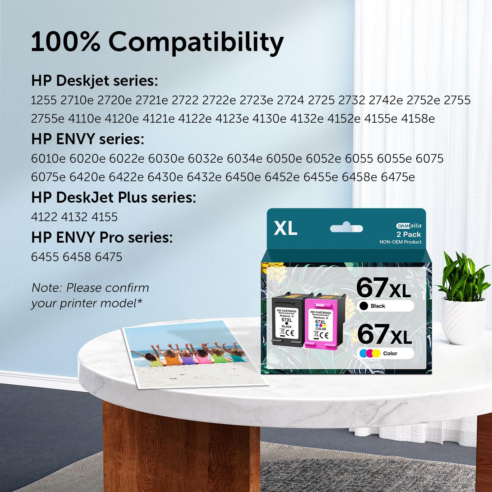 DAM Aila 67XL tri-color cartridge side view showing color pack