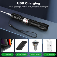 Damflew green laser pointer aluminum body with textured grip