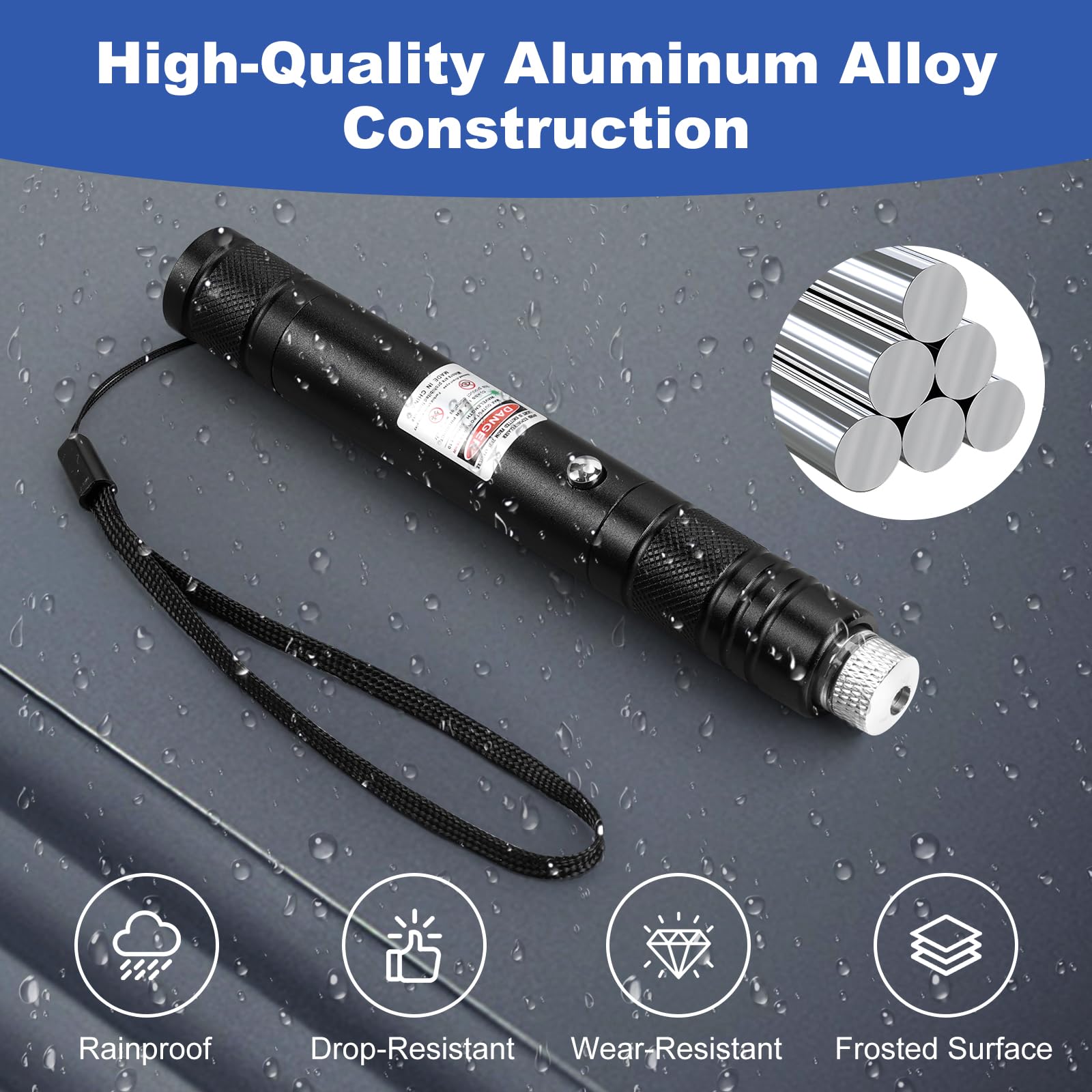 Damflew laser pointer with durable aluminum body and textured grip