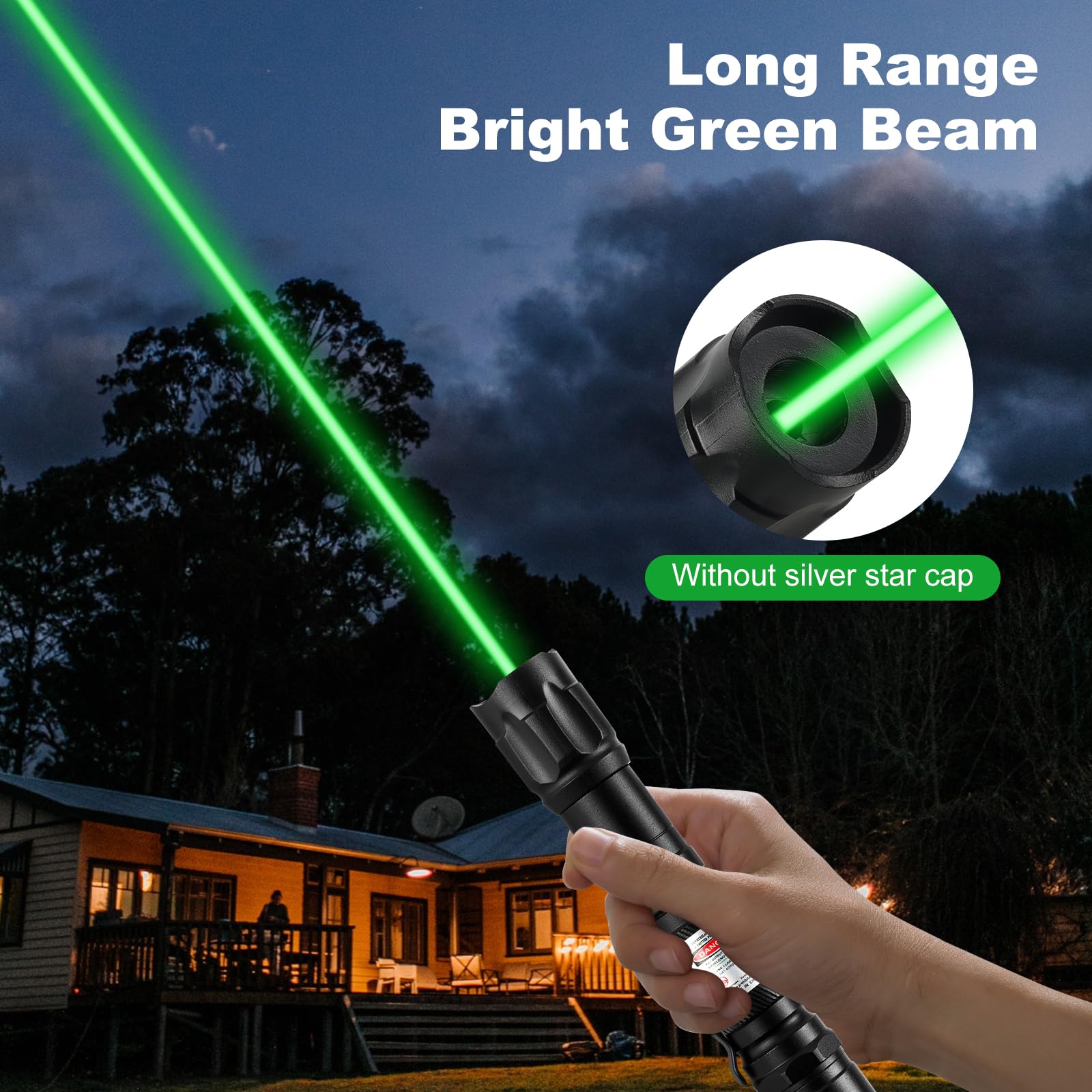 Damflew green laser pointer long-range output for outdoor visibility