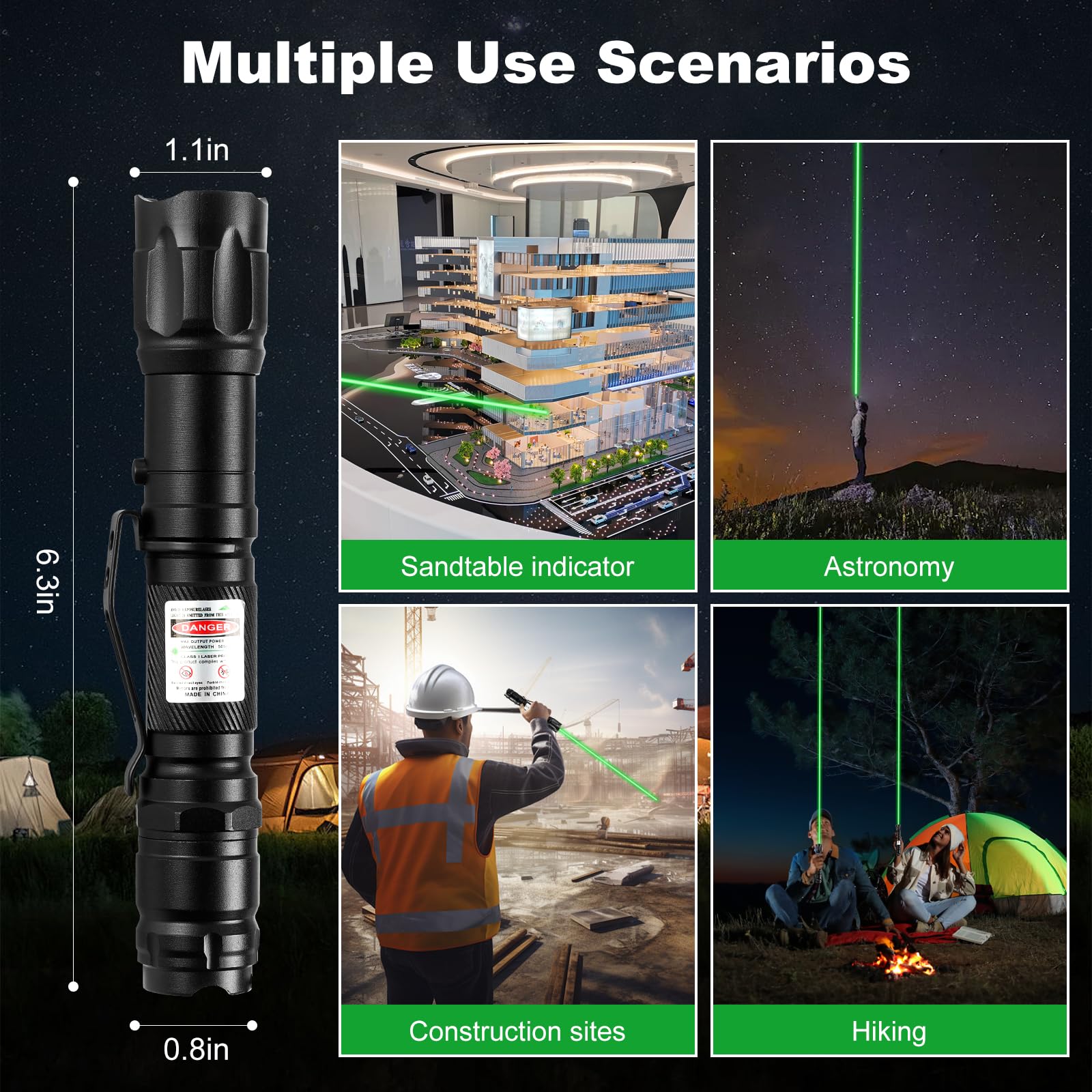 Damflew green laser pointer wrist strap secures handling