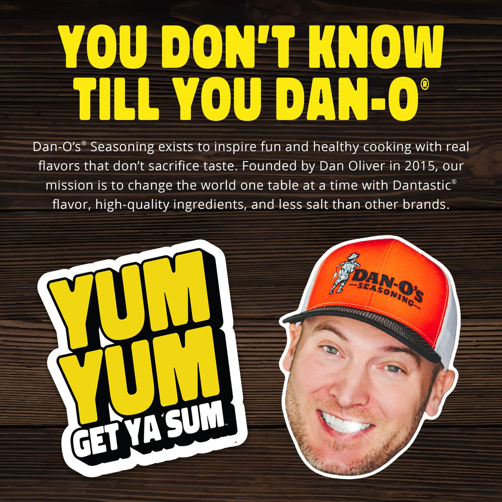Dan-O's Cheesoning seasoning over veggies highlights cheesy zest.