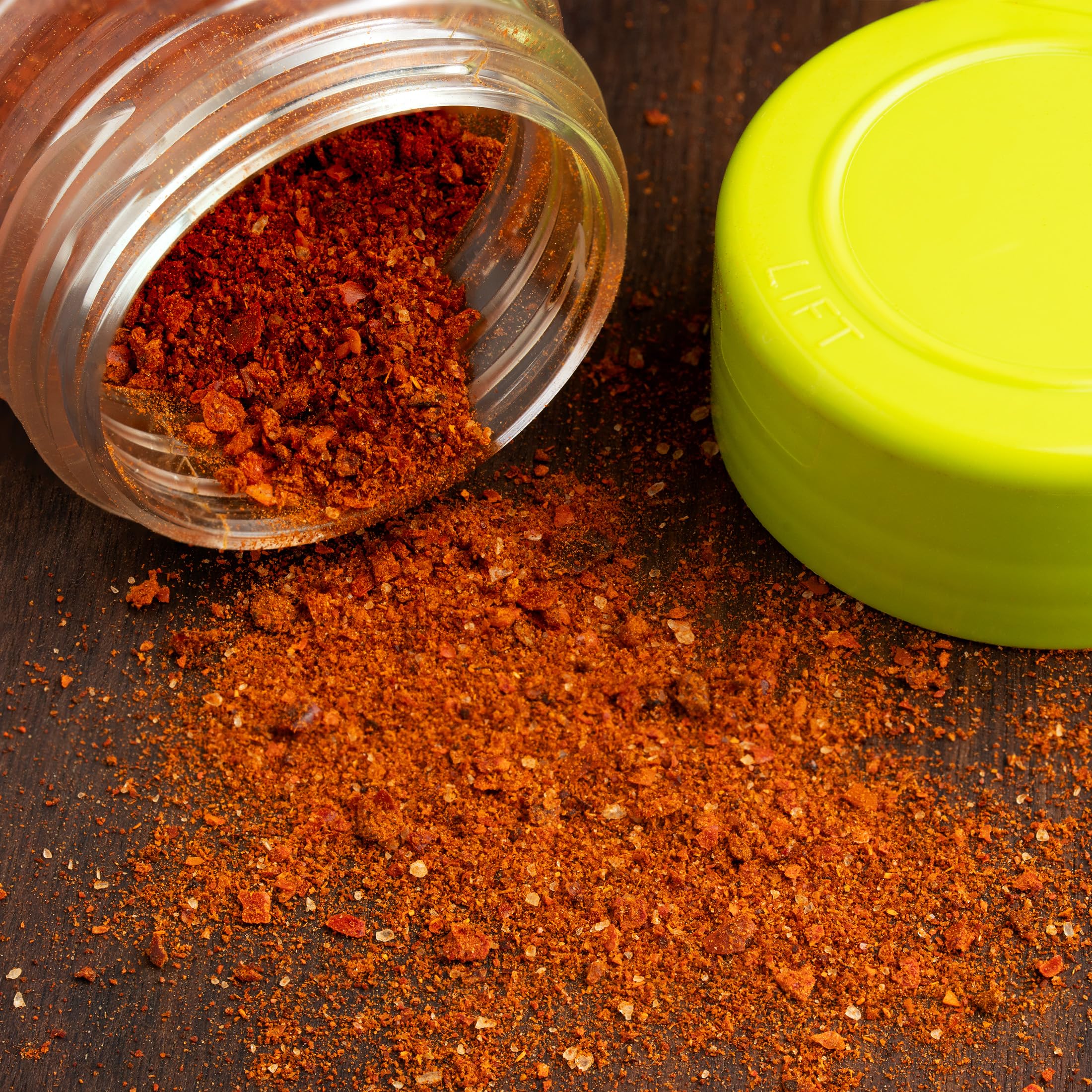Dan-O's chili lime flakes in spice tray suggesting ready-to-use flavor boost.