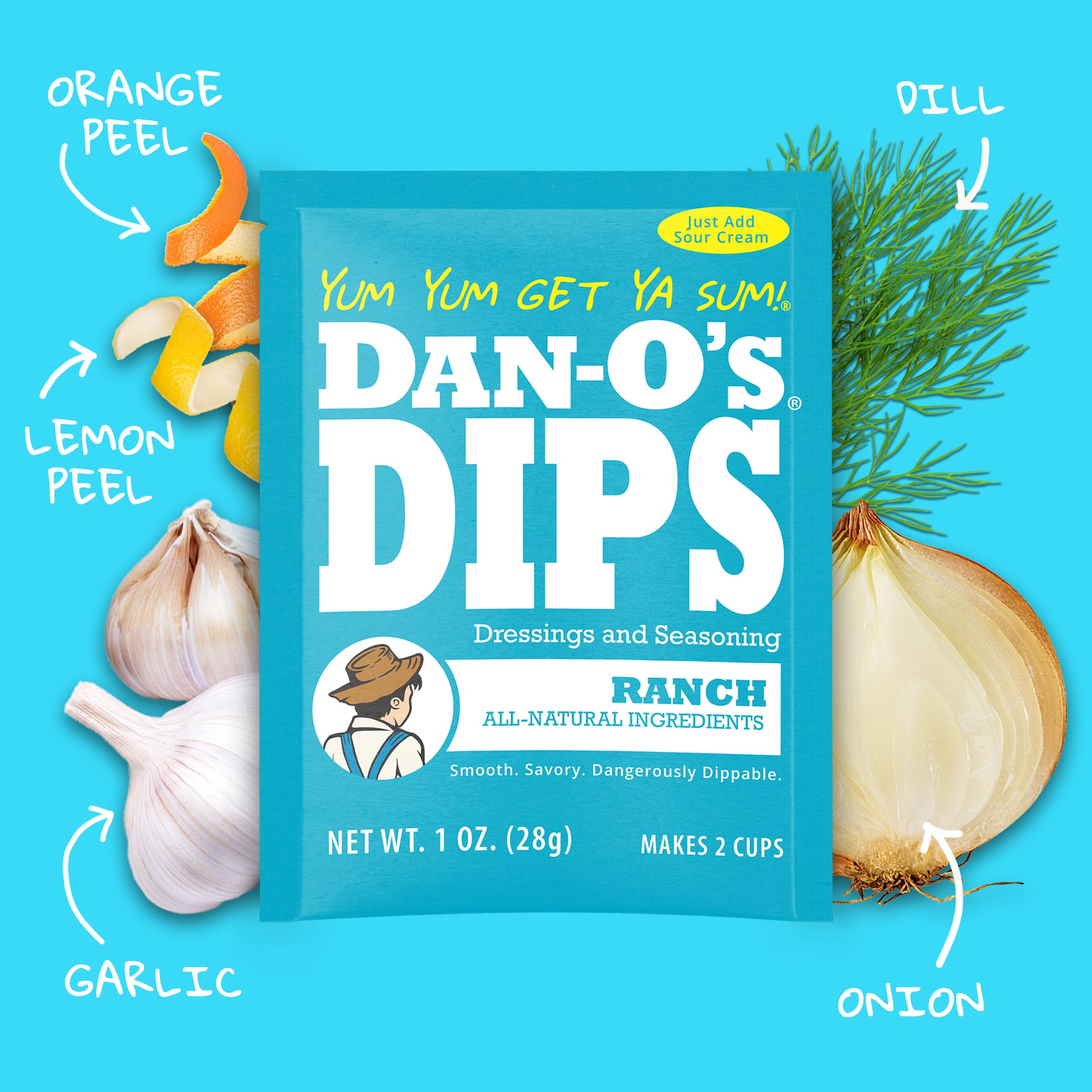 Dan-O's Dips dipping bowl scene showing versatile snack option