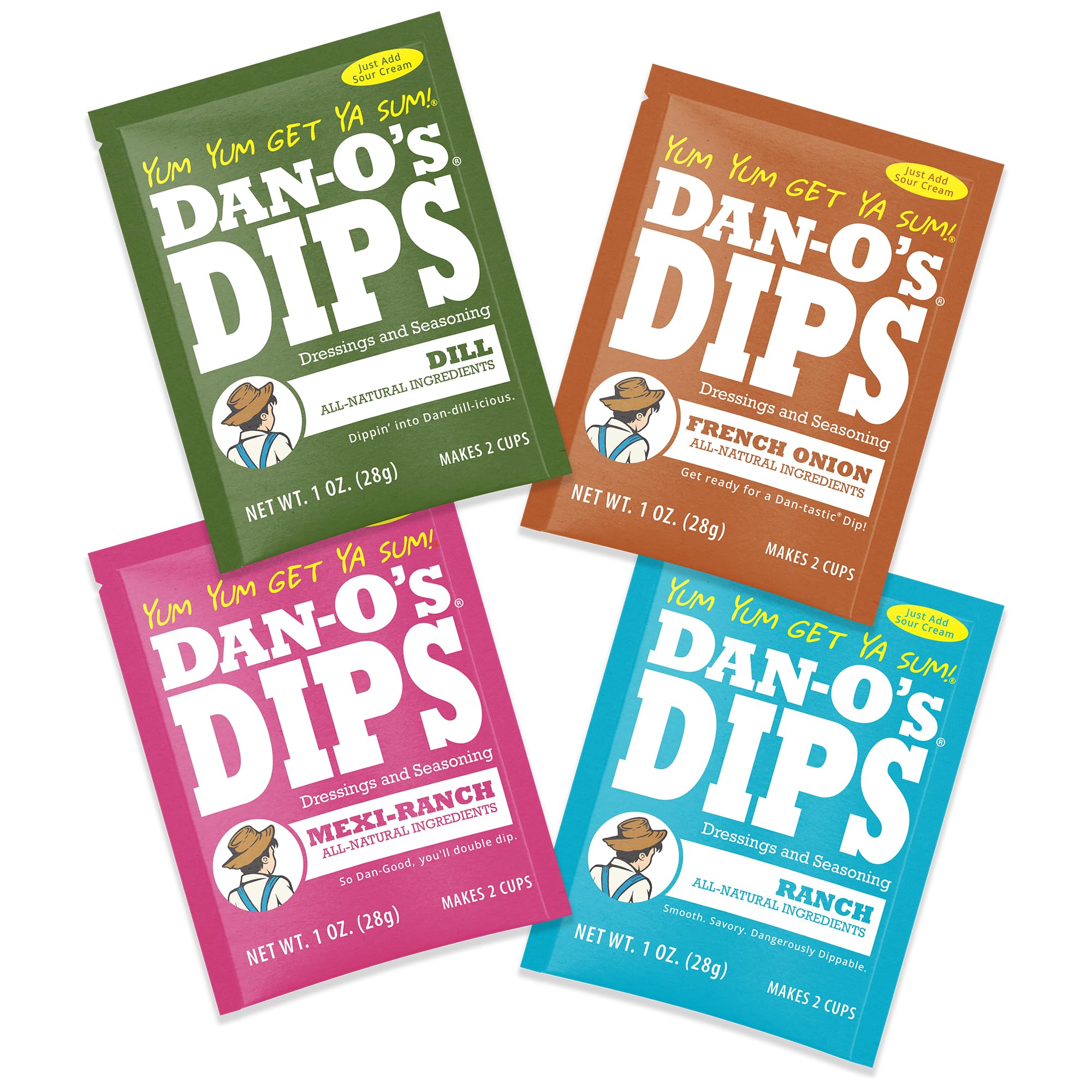 Dan-O's Dips ranch packet front view for quick flavor boost with chips